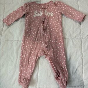 Carter's Pink Floral 'Sister' Footie
